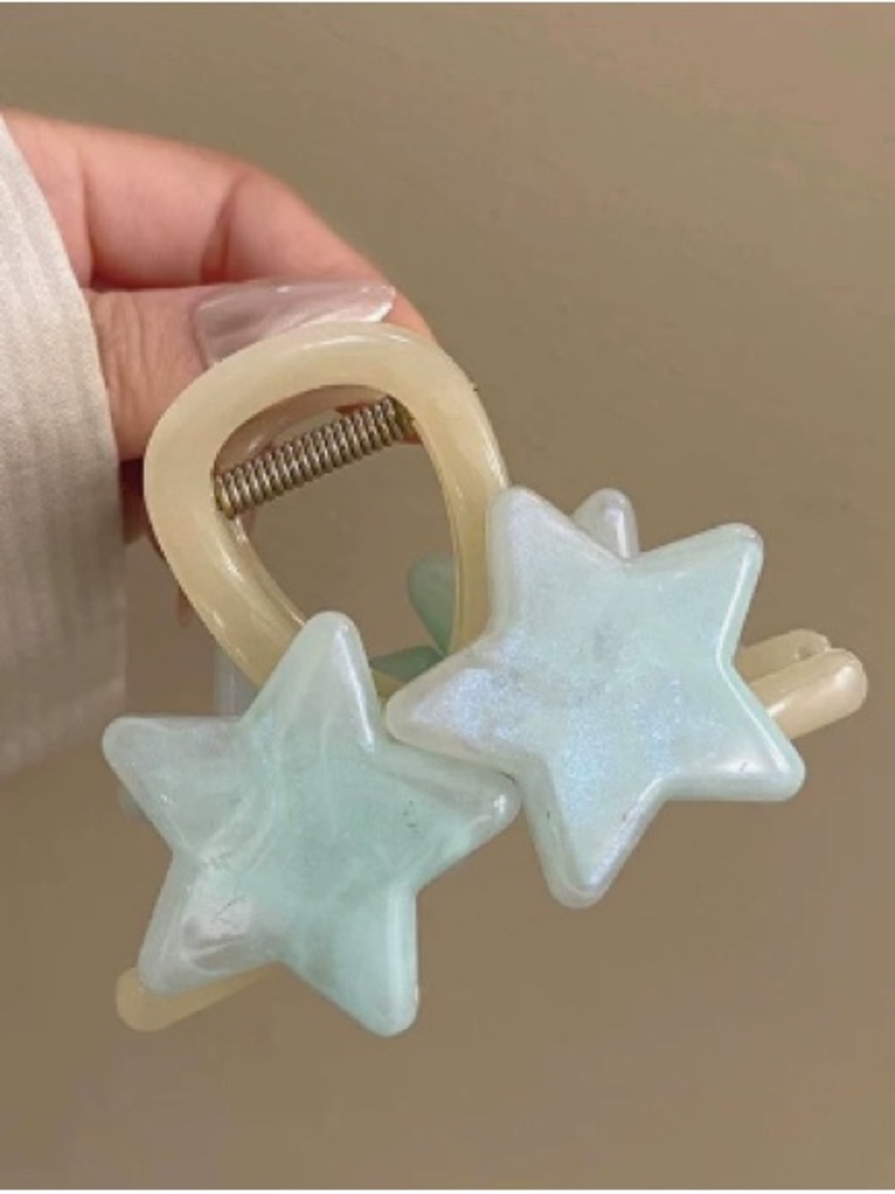 Shimmery Mint Star Hair Claw Clip - Decorative Hair Accessory